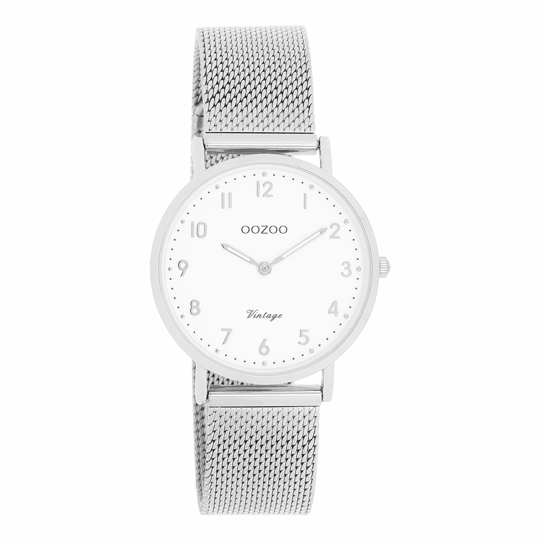 Silver coloured OOZOO watch with metal mesh bracelet - C20345,seiko watches,couple watches,watches designer,watches discount,women watches,best women watches,high end women's watches,high quality women's watches