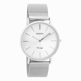 Silver coloured OOZOO watch with metal mesh bracelet - C9341,seiko watches,couple watches,watches designer,watches discount,women watches,best women watches,high end women's watches,high quality women's watches