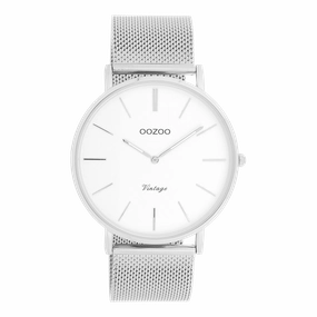 Silver coloured OOZOO watch with metal mesh bracelet - C9900,seiko watches,mens watches,couple watches,watches designer,watches discount,best watches for men