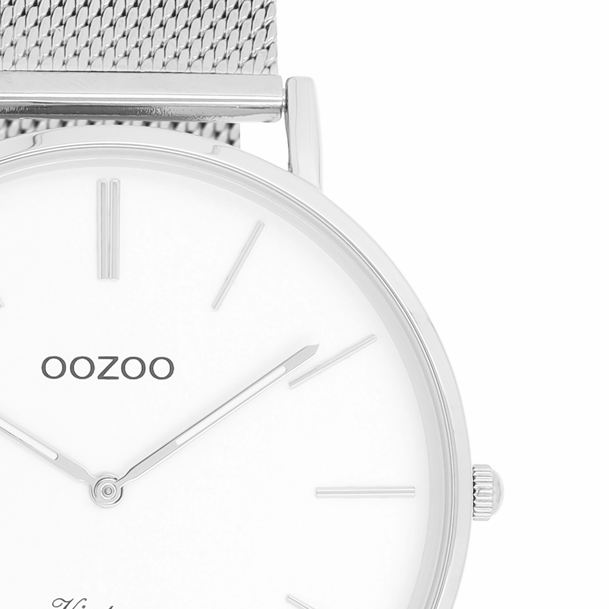 Silver coloured OOZOO watch with metal mesh bracelet - C9900