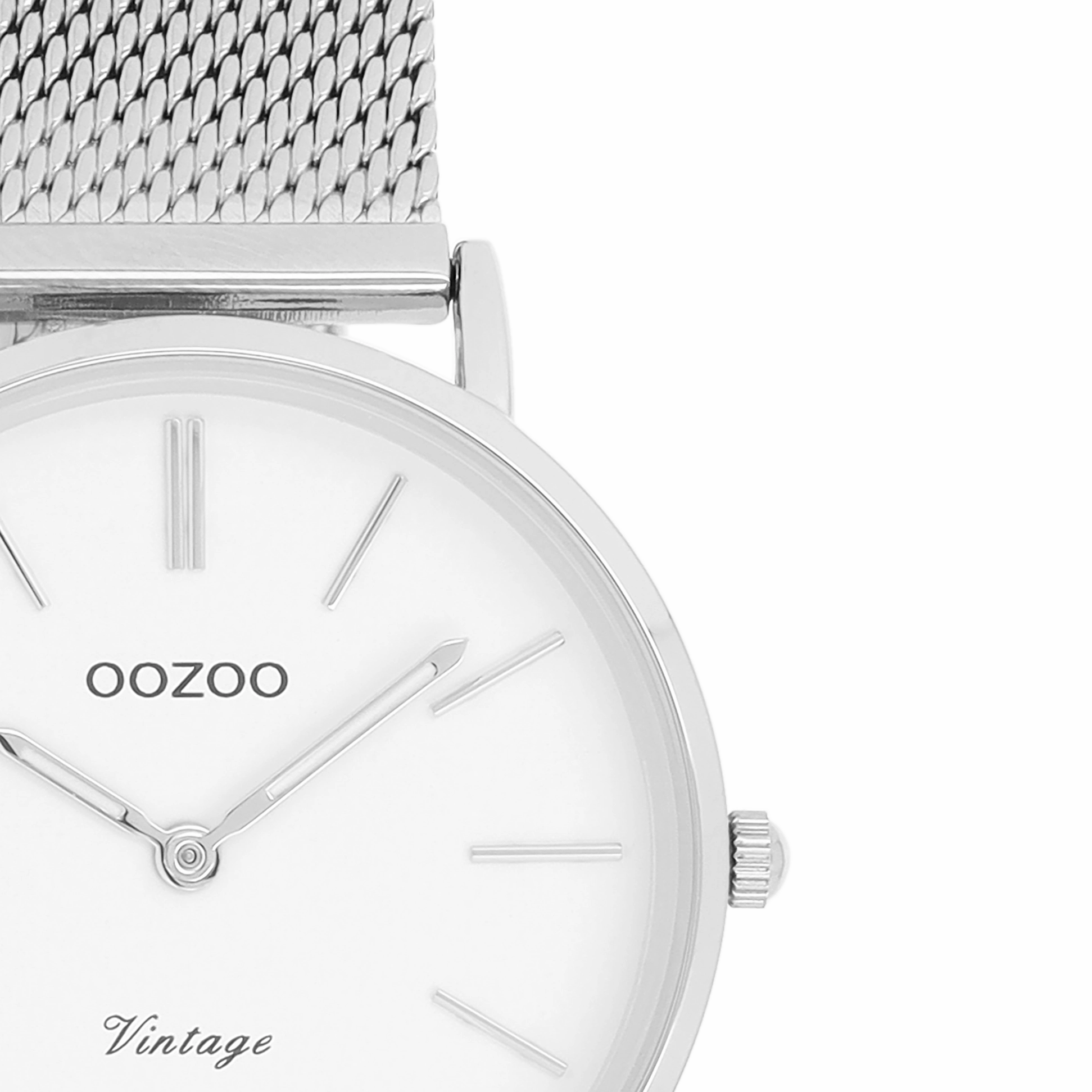 Silver coloured OOZOO watch with metal mesh bracelet - C9903