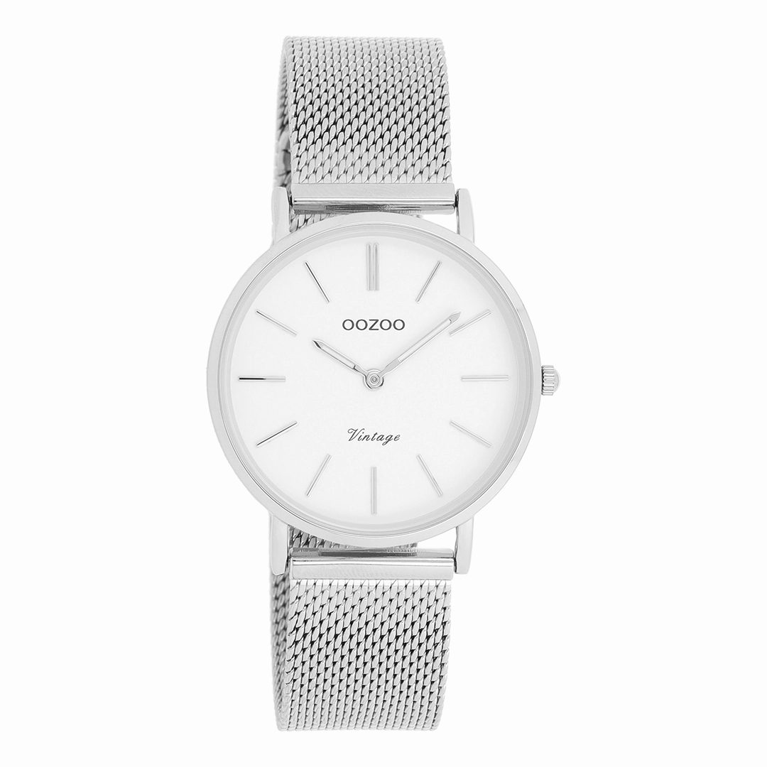 Silver coloured OOZOO watch with metal mesh bracelet - C9903,seiko watches,couple watches,watches designer,watches discount,women watches,best women watches,high end women's watches,high quality women's watches
