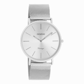 Silver coloured OOZOO watch with metal mesh bracelet - C9905,seiko watches,couple watches,watches designer,watches discount,women watches,best women watches,high end women's watches,high quality women's watches