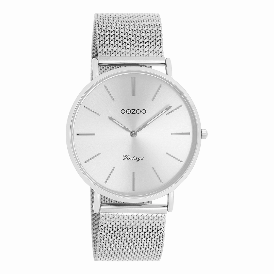 Silver coloured OOZOO watch with metal mesh bracelet - C9905,seiko watches,couple watches,watches designer,watches discount,women watches,best women watches,high end women's watches,high quality women's watches
