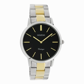 Silver coloured OOZOO watch with silver/gold coloured stainless steel bracelet - C20104,seiko watches,mens watches,couple watches,watches designer,watches discount,best watches for men