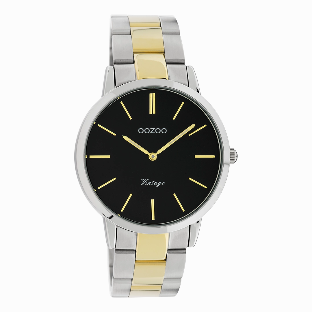Silver coloured OOZOO watch with silver/gold coloured stainless steel bracelet - C20104,seiko watches,mens watches,couple watches,watches designer,watches discount,best watches for men
