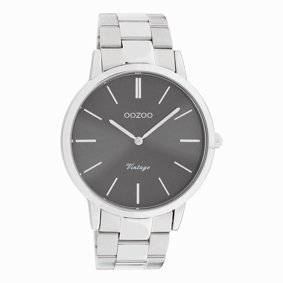 Silver coloured OOZOO watch with stainless steel bracelet - C20021,seiko watches,mens watches,couple watches,watches designer,watches discount,best watches for men