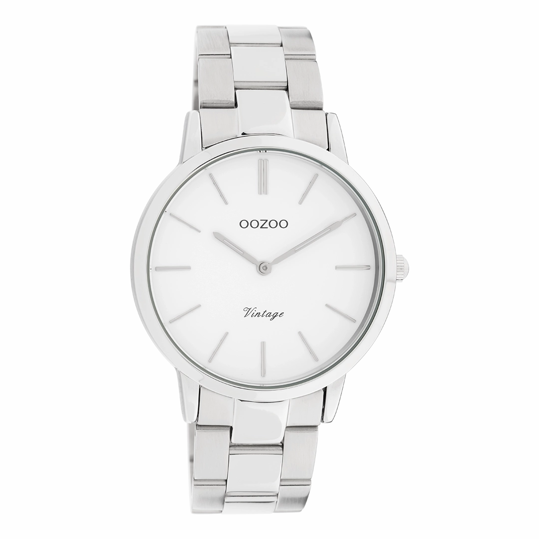 Silver coloured OOZOO watch with stainless steel bracelet - C20026,seiko watches,mens watches,couple watches,watches designer,watches discount,best watches for men