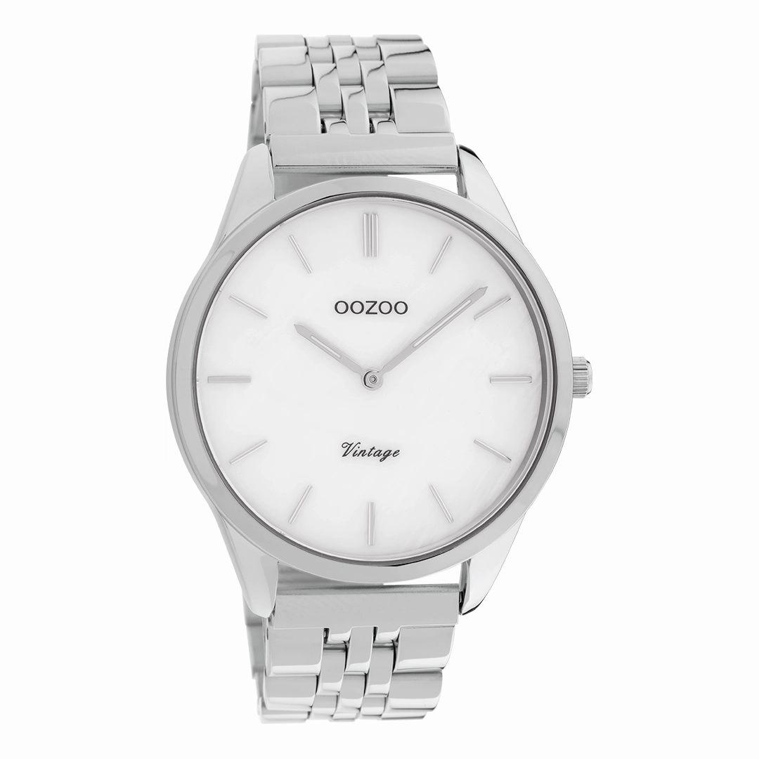Silver coloured OOZOO watch with stainless steel bracelet - C9980,seiko watches,mens watches,couple watches,watches designer,watches discount,best watches for men