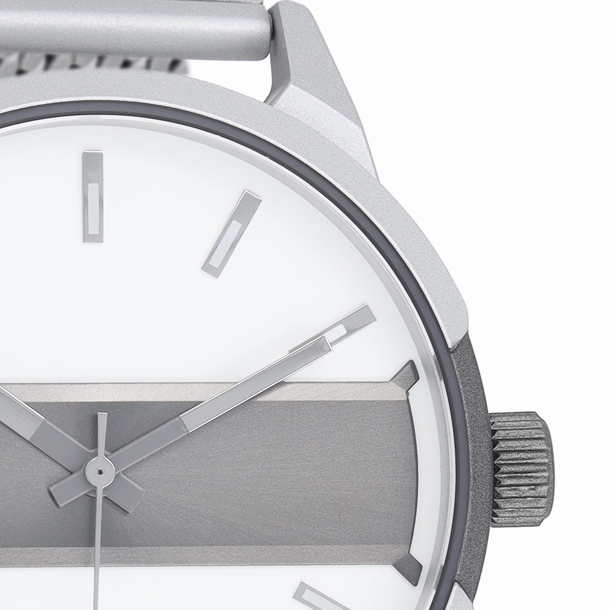 Silver coloured/titanium OOZOO watch with silver coloured metal mesh bracelet - C11105