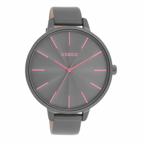 Smoke grey OOZOO watch with leather strap - C11254,seiko watches,couple watches,watches designer,watches discount,women watches,best women watches,high end women's watches,high quality women's watches