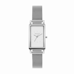 Sophisticated Skagen Hagen Stainless Steel Mesh Watch with Rectangular Face and Three-Hand Movement - Model SKW3096,quartz watch, quartz watches for men, quartz watches for women, best quartz watch, minimalist quartz watch, luxury quartz watch, waterproof 
