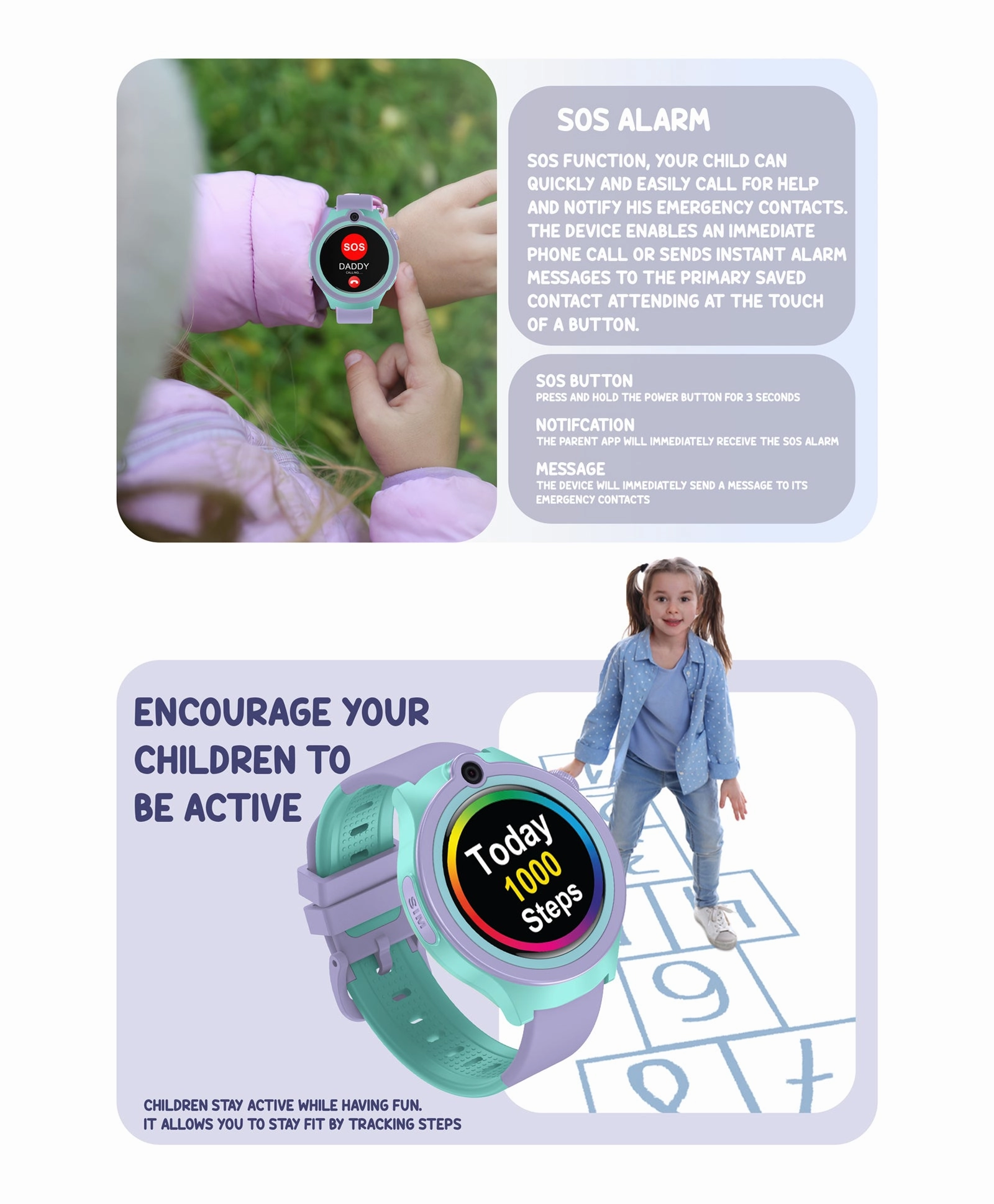 Spiky Cacus 4g Video & Voice Calling Smartwatch with GPS  - Purple