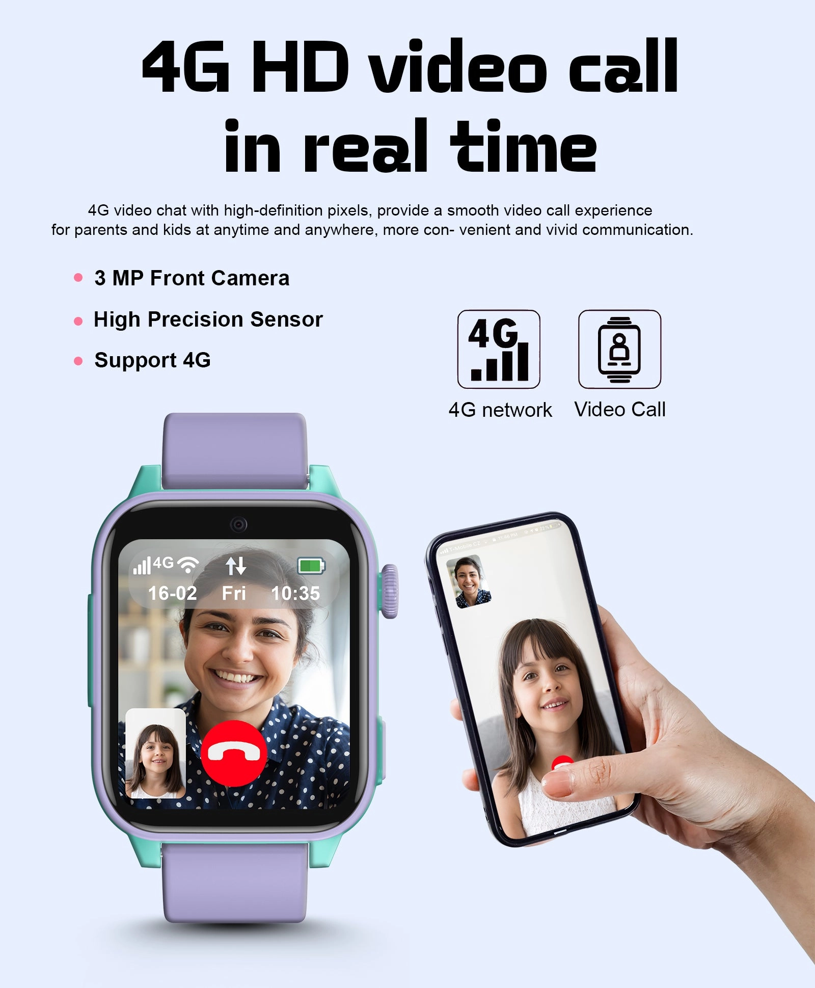 Spiky GNOME 4g Video & Voice Calling Smartwatch with - Black