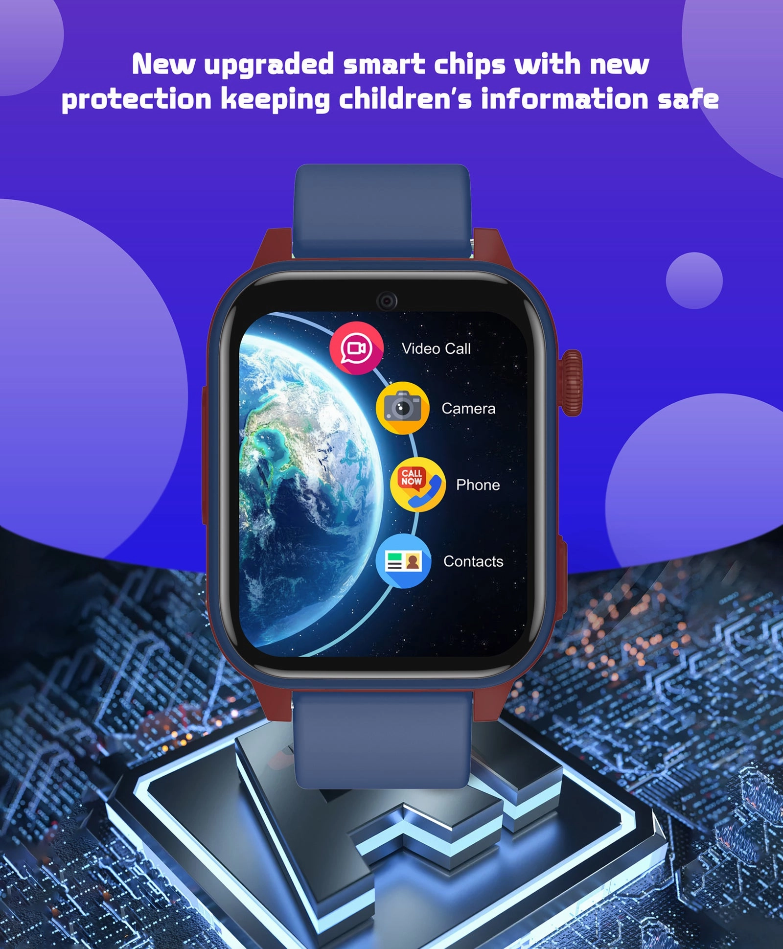 Spiky GNOME 4g Video & Voice Calling Smartwatch with - Black