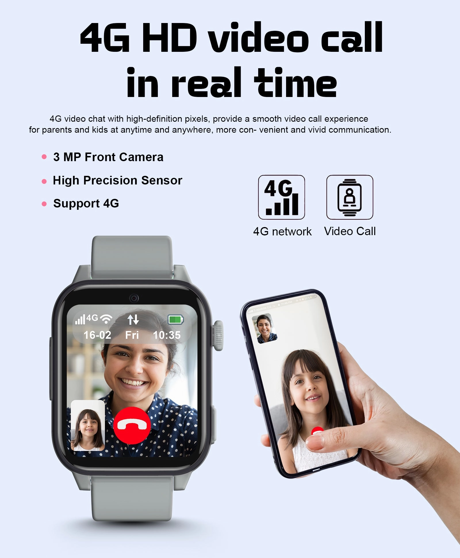 Spiky GNOME 4g Video & Voice Calling Smartwatch with - Black