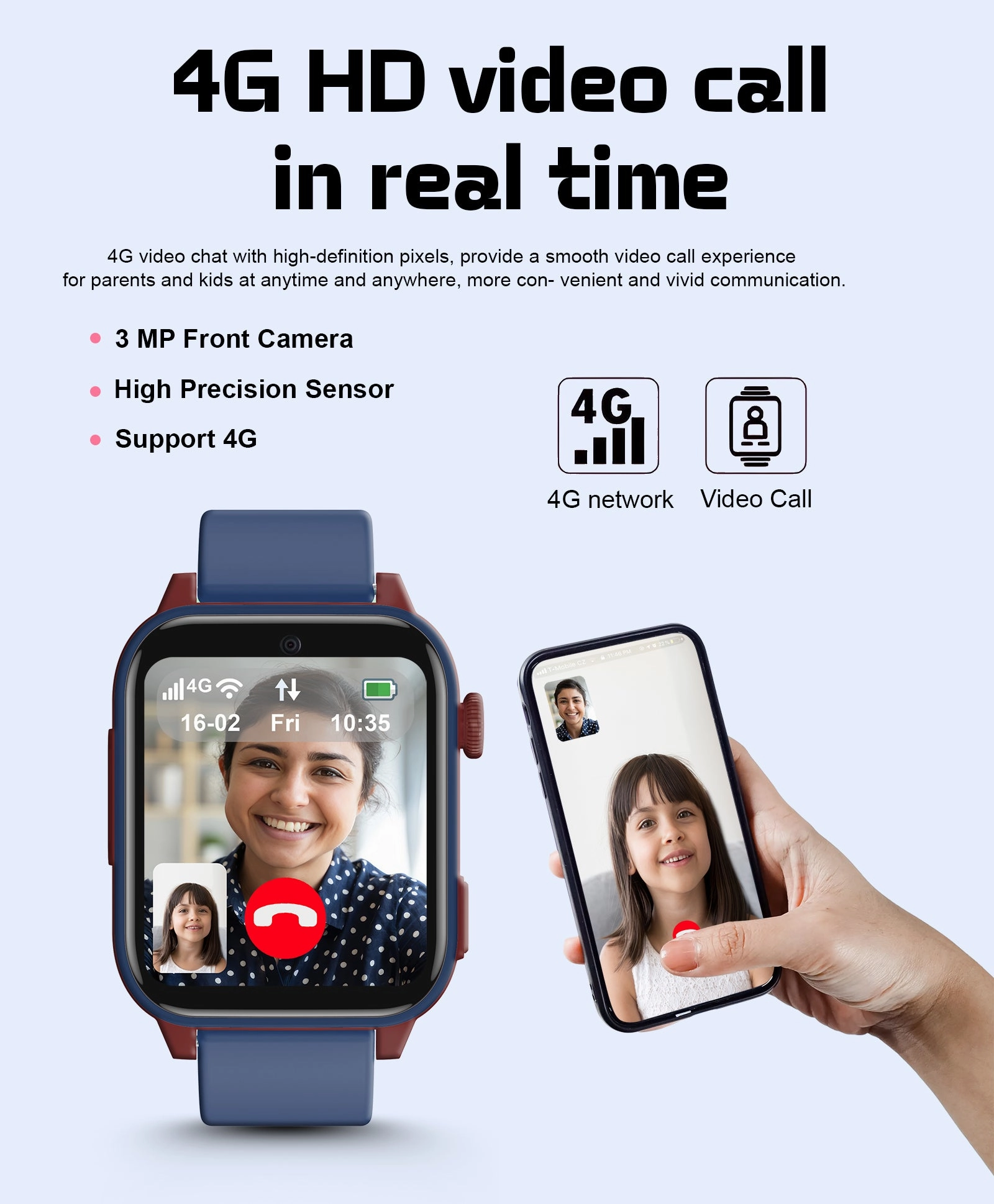 Spiky GNOME 4g Video & Voice Calling Smartwatch with - Black