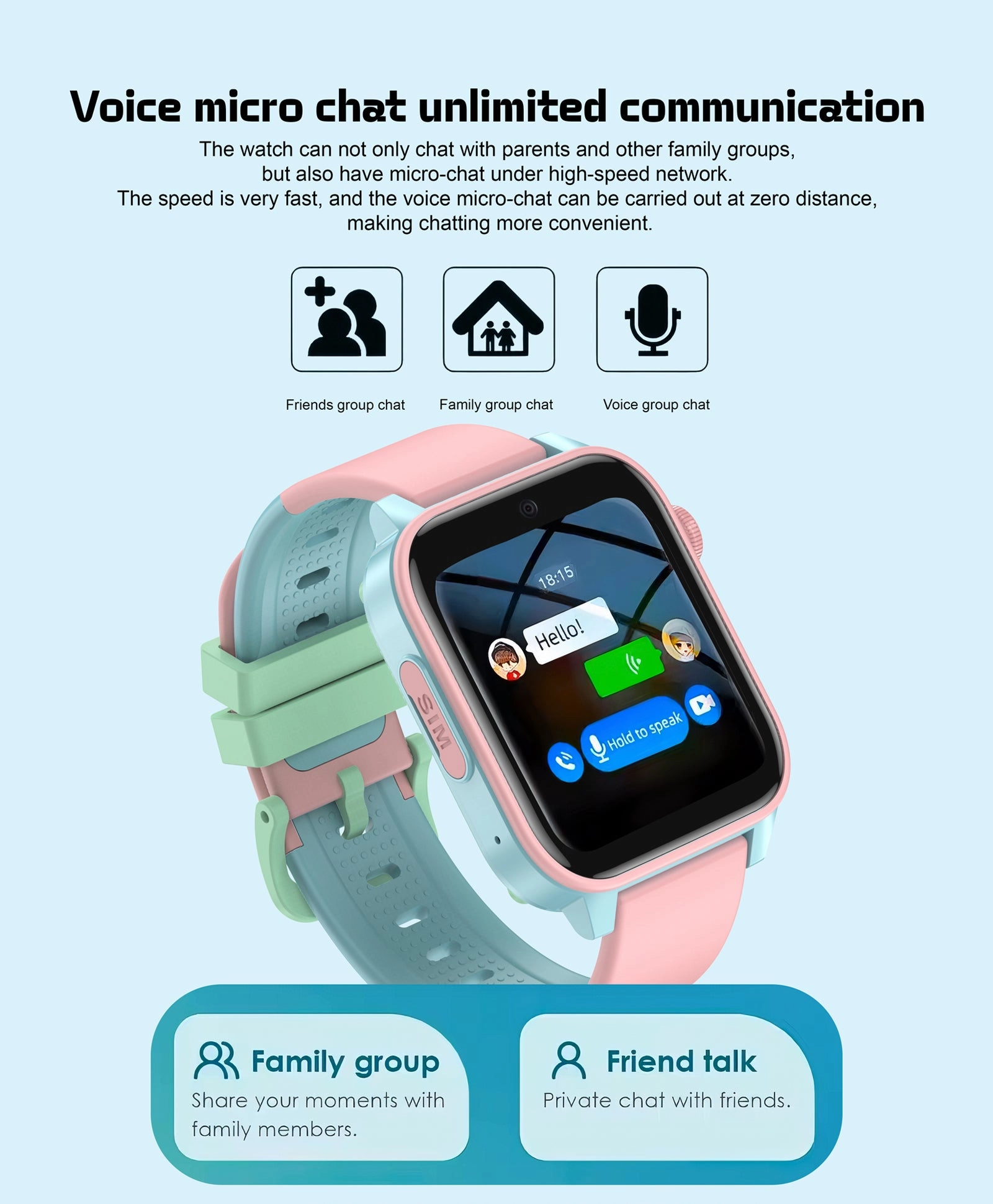 Spiky GNOME 4g Video & Voice Calling Smartwatch with - Black