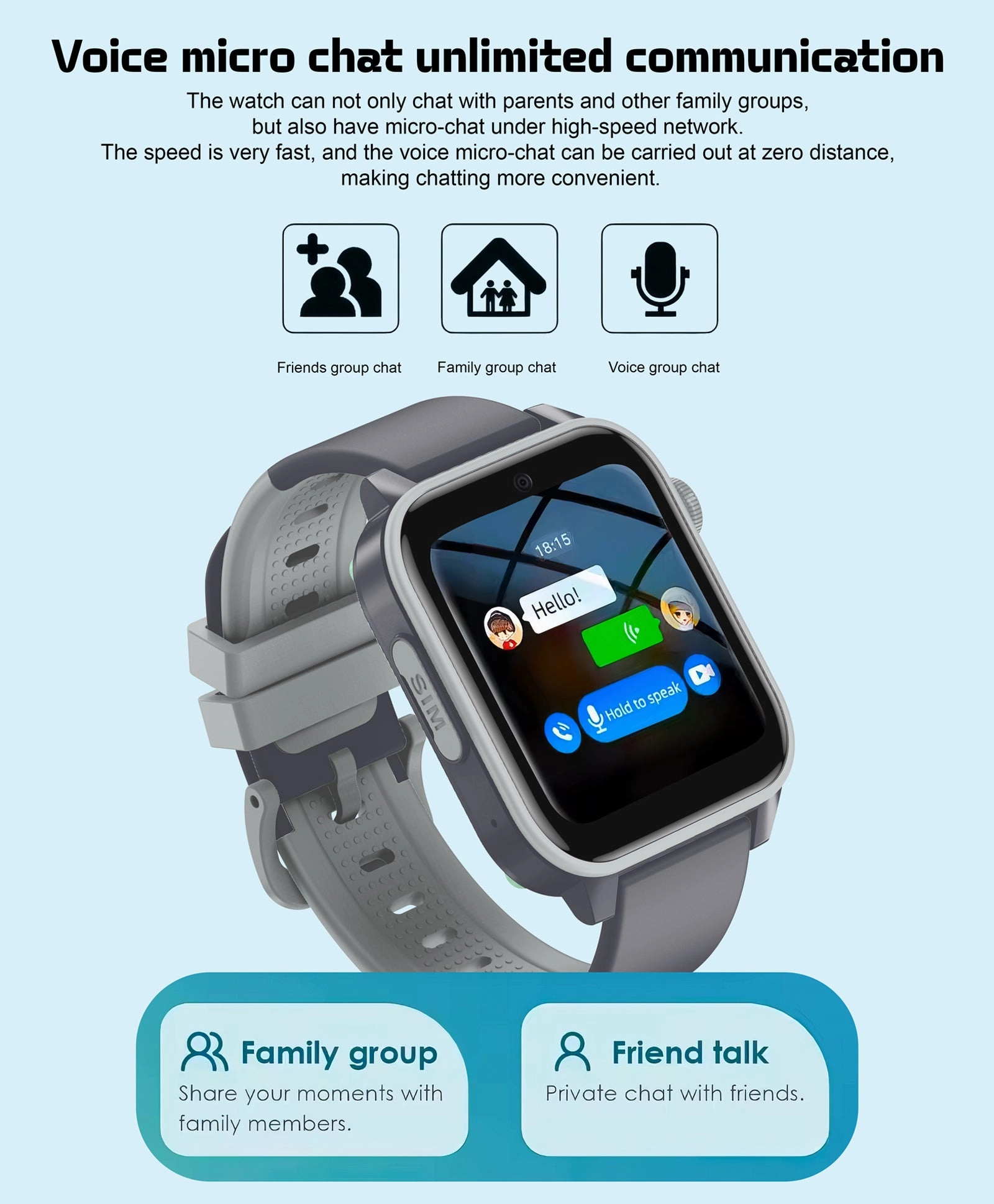 Spiky GNOME 4g Video & Voice Calling Smartwatch with - Black