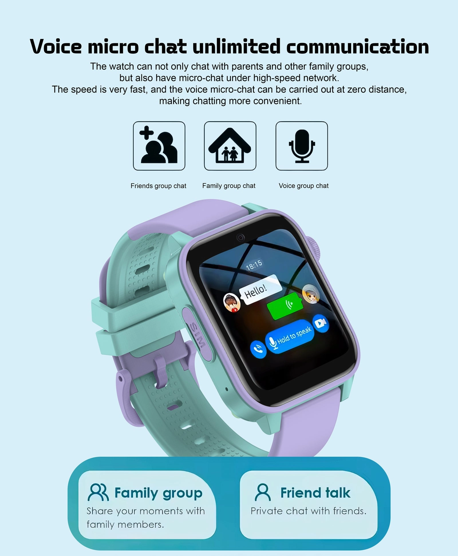 Spiky GNOME 4g Video & Voice Calling Smartwatch with - Black