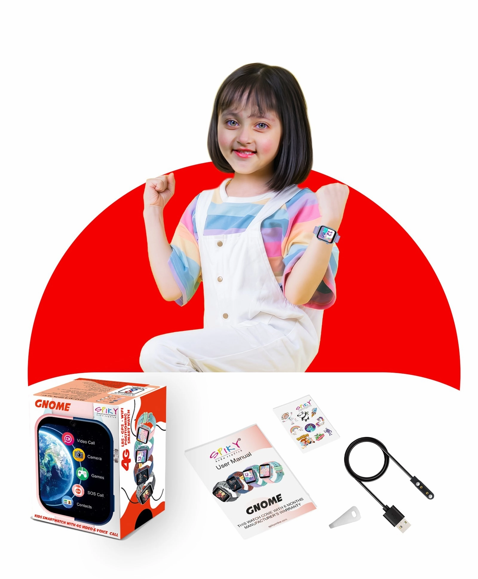 Spiky GNOME 4g Video & Voice Calling Smartwatch with - Blue