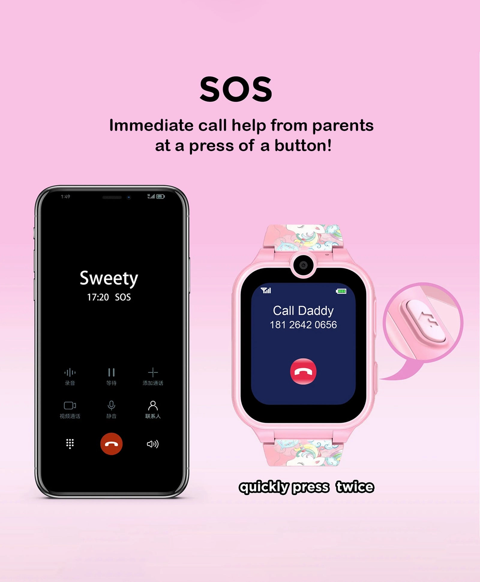 Spiky Griffin Calling Feature Loaded Smartwatch - Pink