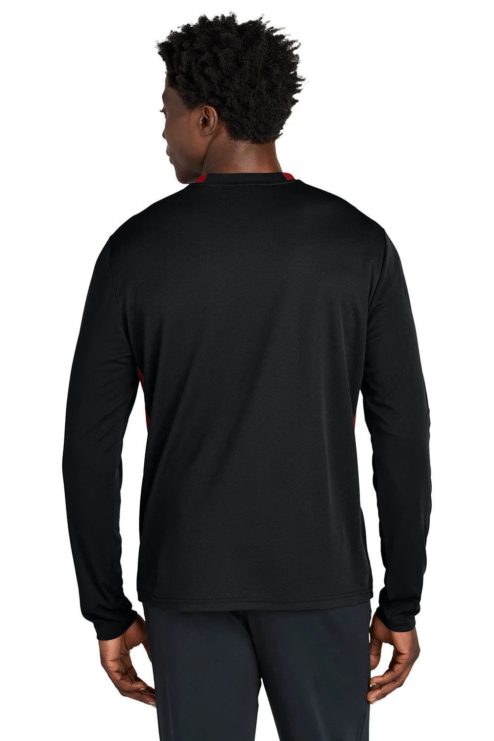 Sport-Tek Mens Club Moisture Wicking 1/4 Zip Sweatshirt - Black/Deep Red