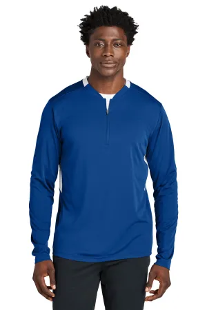 Sport-Tek Mens Club Moisture Wicking 1/4 Zip Sweatshirt - True Royal Blue/White Clothing Sport-Tek