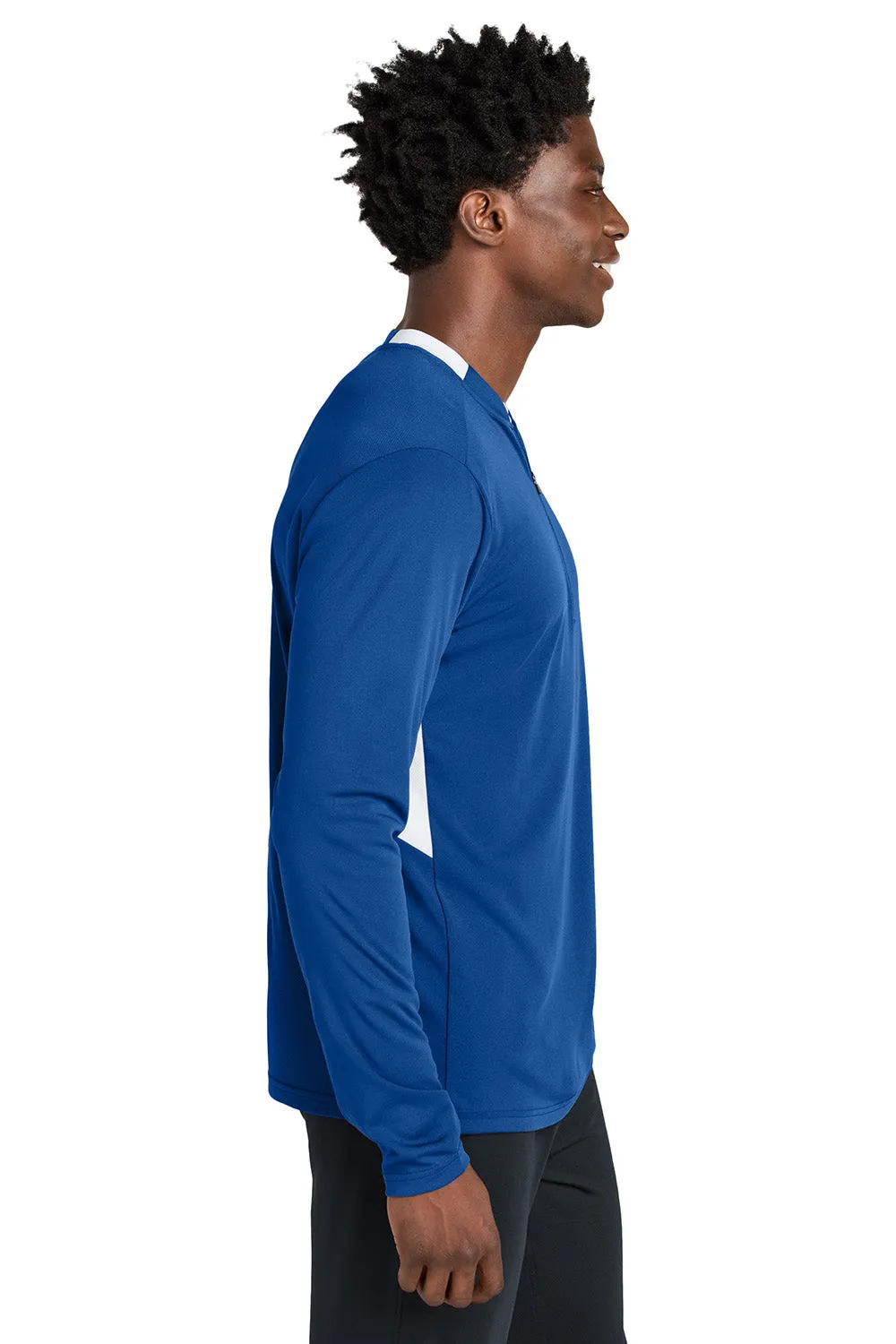 Sport-Tek Mens Club Moisture Wicking 1/4 Zip Sweatshirt - True Royal Blue/White Clothing Sport-Tek