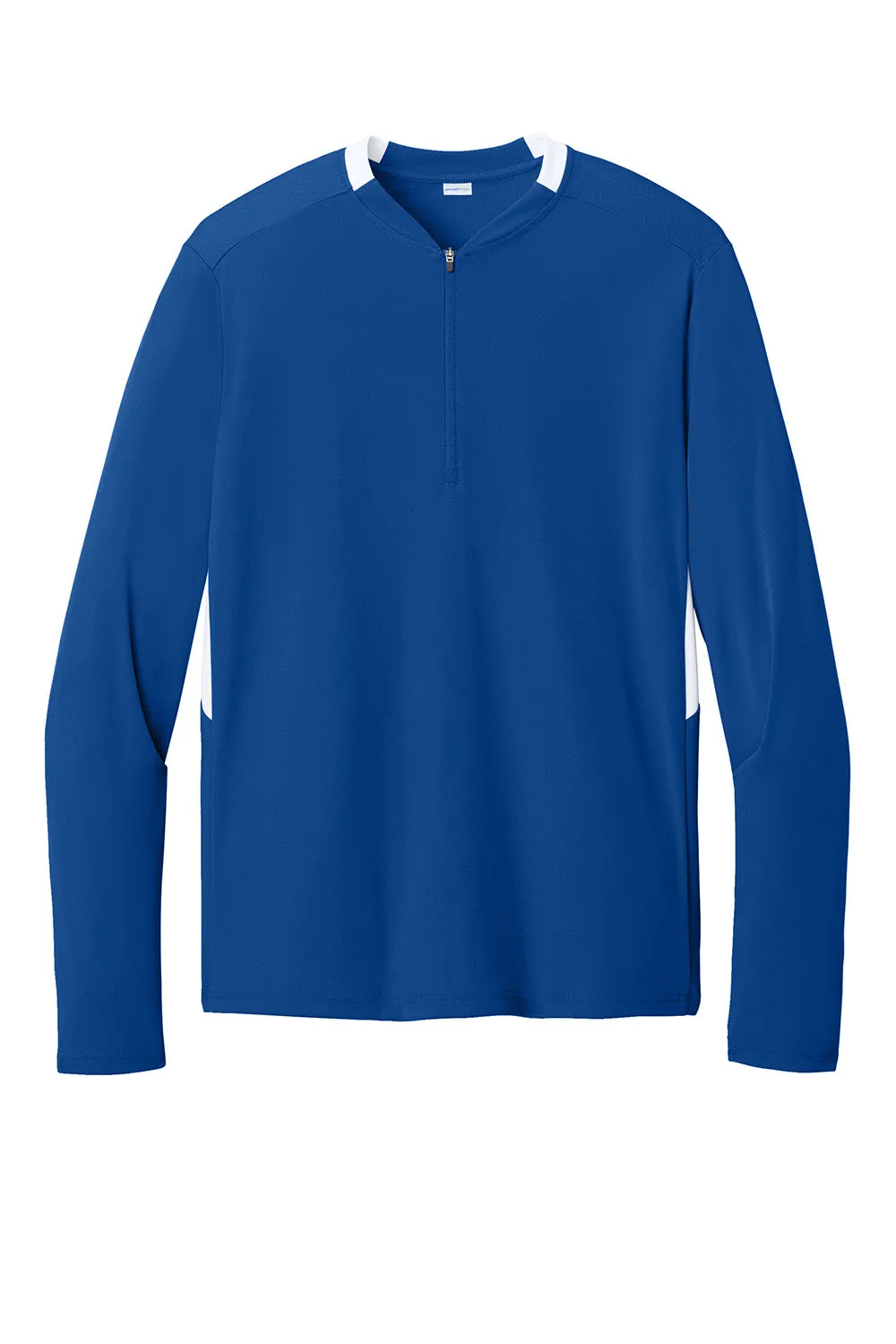 Sport-Tek Mens Club Moisture Wicking 1/4 Zip Sweatshirt - True Royal Blue/White Clothing Sport-Tek