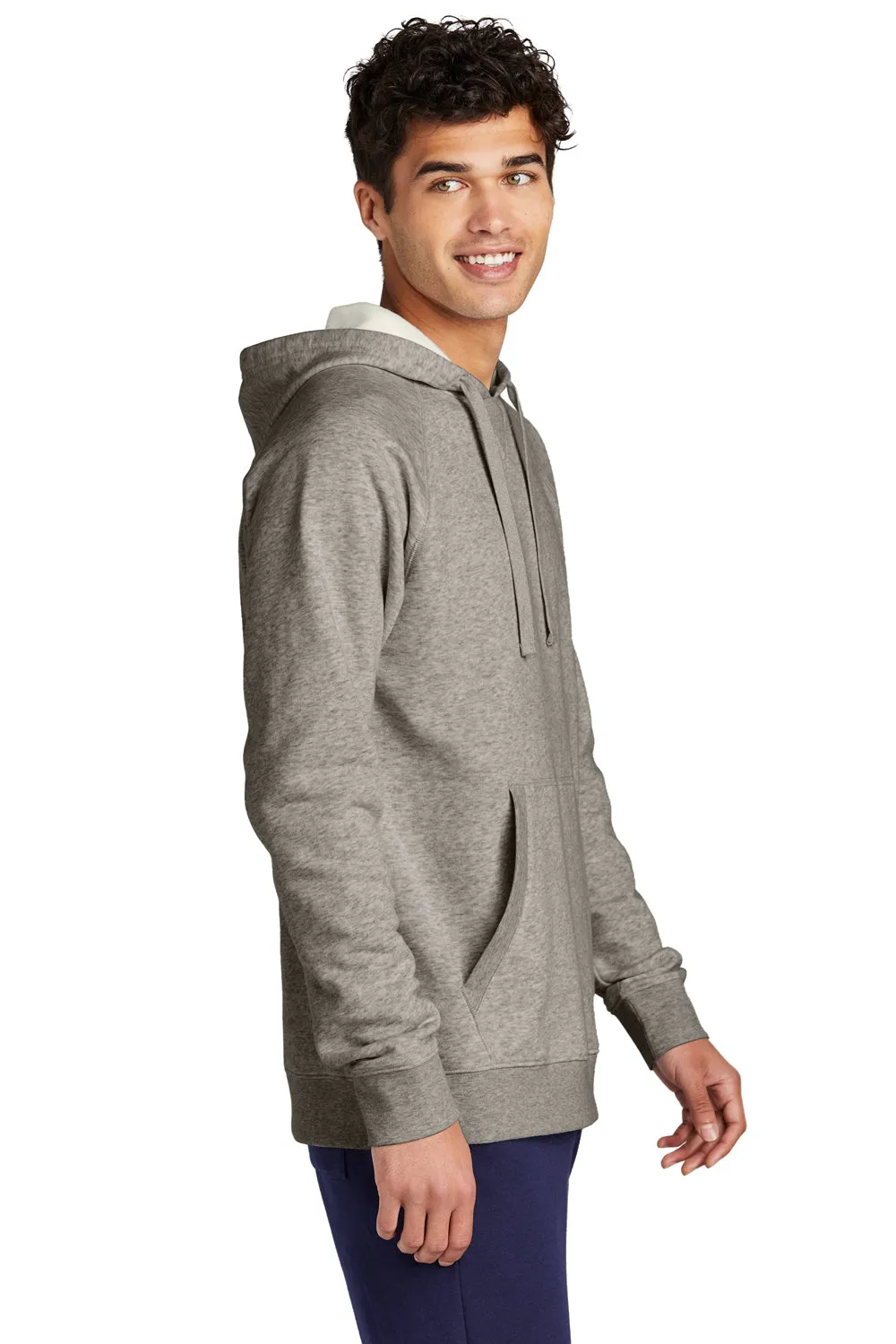Sport-Tek Mens Drive Fleece Hooded Sweatshirt Hoodie w/ Pouch Pocket - Heather Vintage Grey