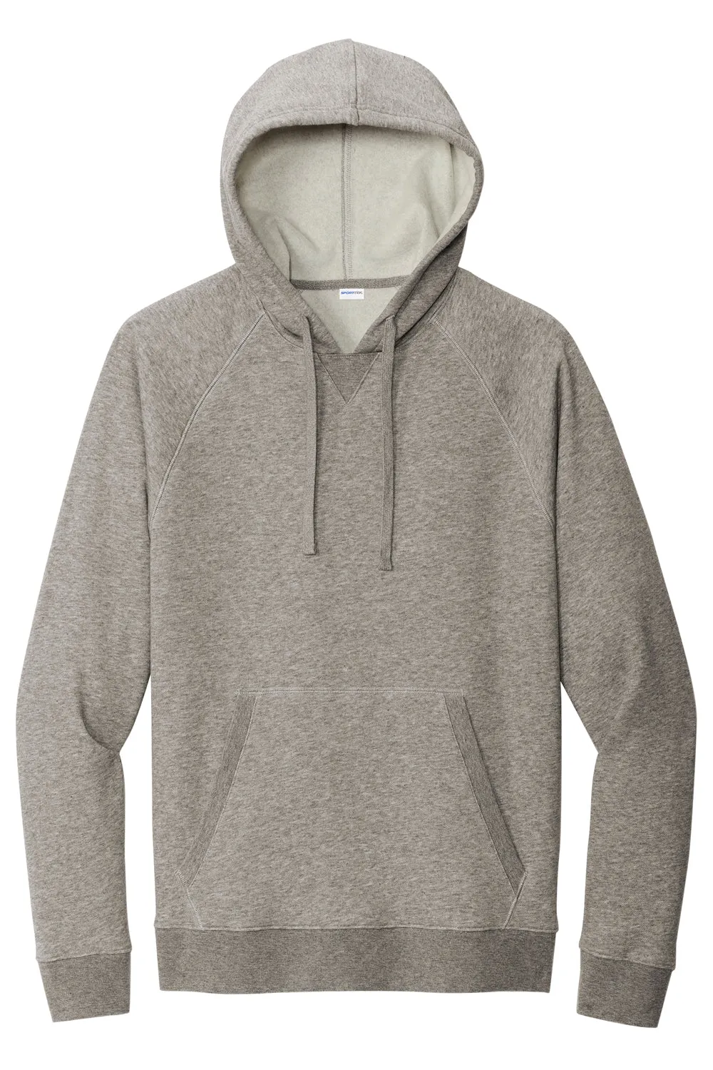 Sport-Tek Mens Drive Fleece Hooded Sweatshirt Hoodie w/ Pouch Pocket - Heather Vintage Grey