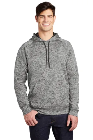 Sport-Tek Mens Electric Heather Moisture Wicking Fleece Hooded Sweatshirt Hoodie w/ Pouch Pocket - Black Electric Clothing Sport-Tek