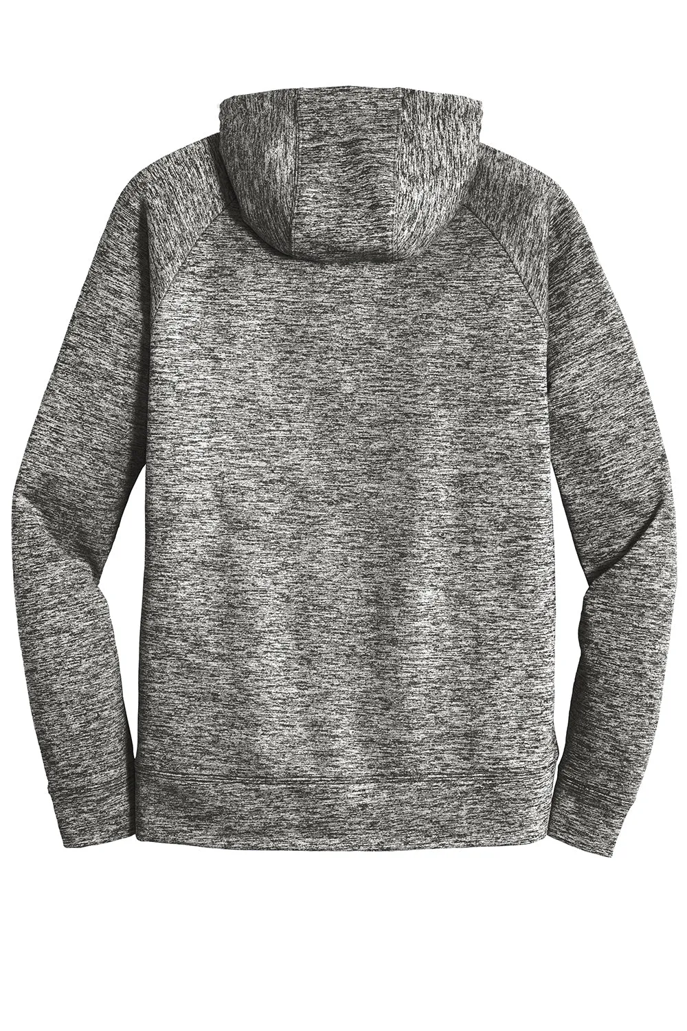 Sport-Tek Mens Electric Heather Moisture Wicking Fleece Hooded Sweatshirt Hoodie w/ Pouch Pocket - Black Electric Clothing Sport-Tek