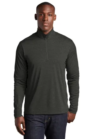 Sport-Tek Mens Endeavor Moisture Wicking 1/4 Zip Sweatshirt - Heather Black Clothing Sport-Tek