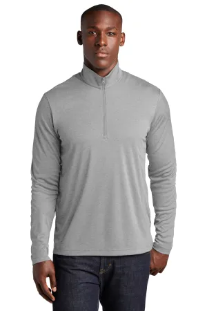 Sport-Tek Mens Endeavor Moisture Wicking 1/4 Zip Sweatshirt - Heather Light Grey Clothing Sport-Tek