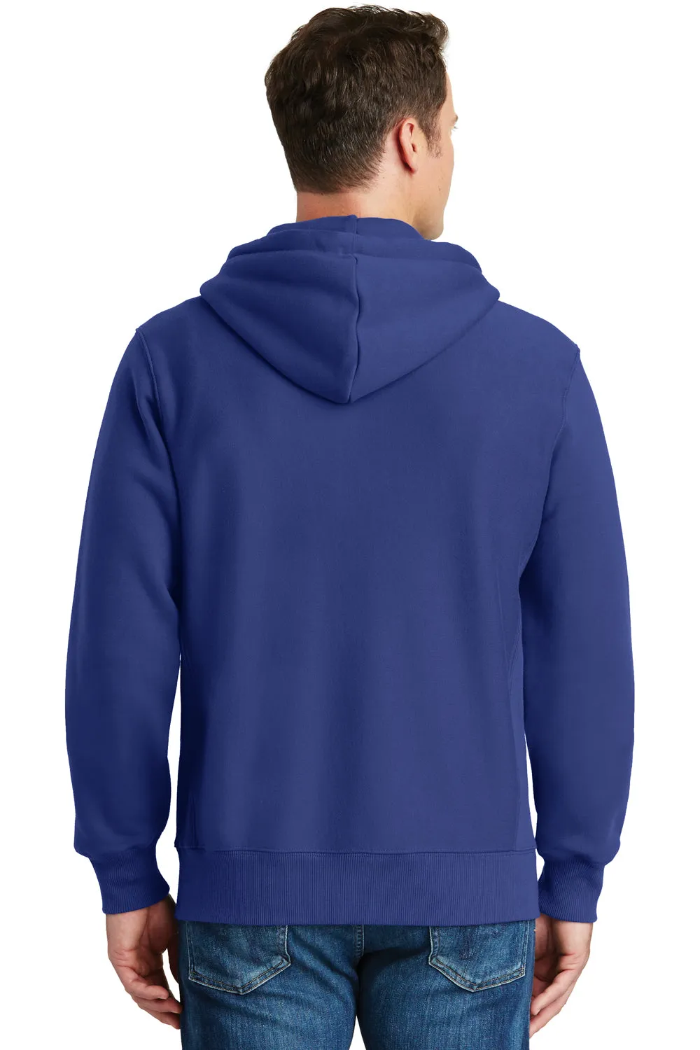 Sport-Tek Mens Fleece Full Zip Hooded Sweatshirt Hoodie w/ Pockets - Royal Blue