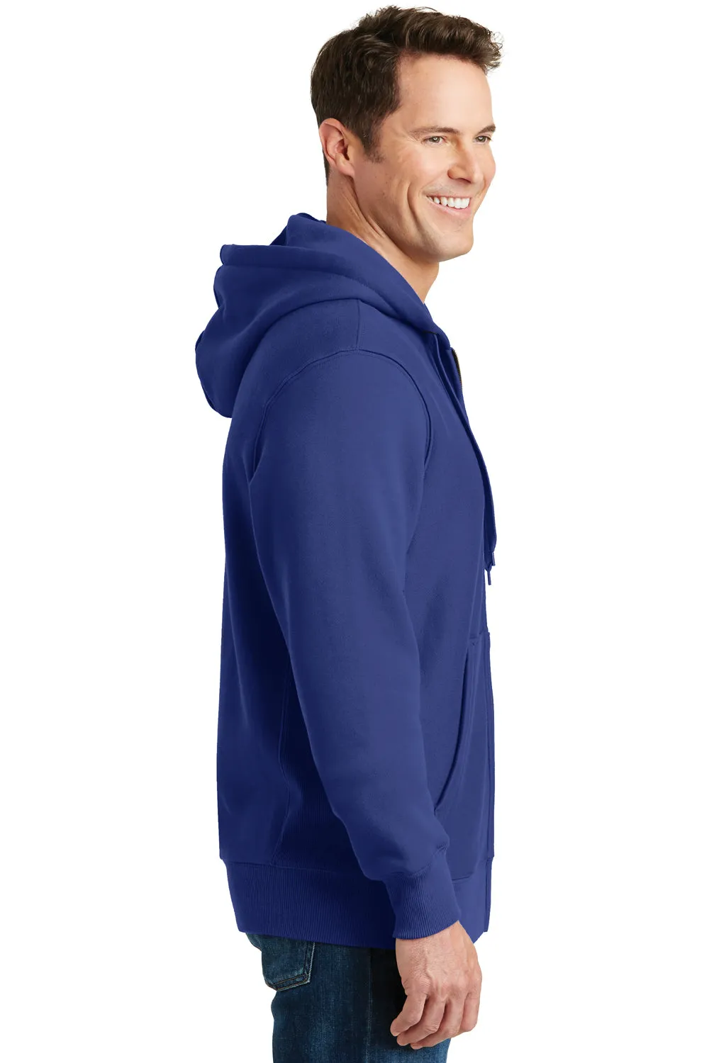Sport-Tek Mens Fleece Full Zip Hooded Sweatshirt Hoodie w/ Pockets - Royal Blue