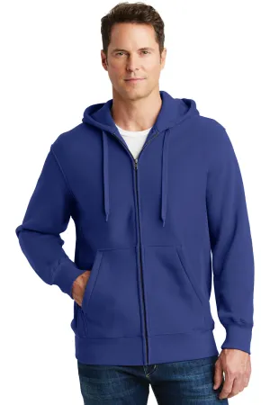 Sport-Tek Mens Fleece Full Zip Hooded Sweatshirt Hoodie w/ Pockets - Royal Blue