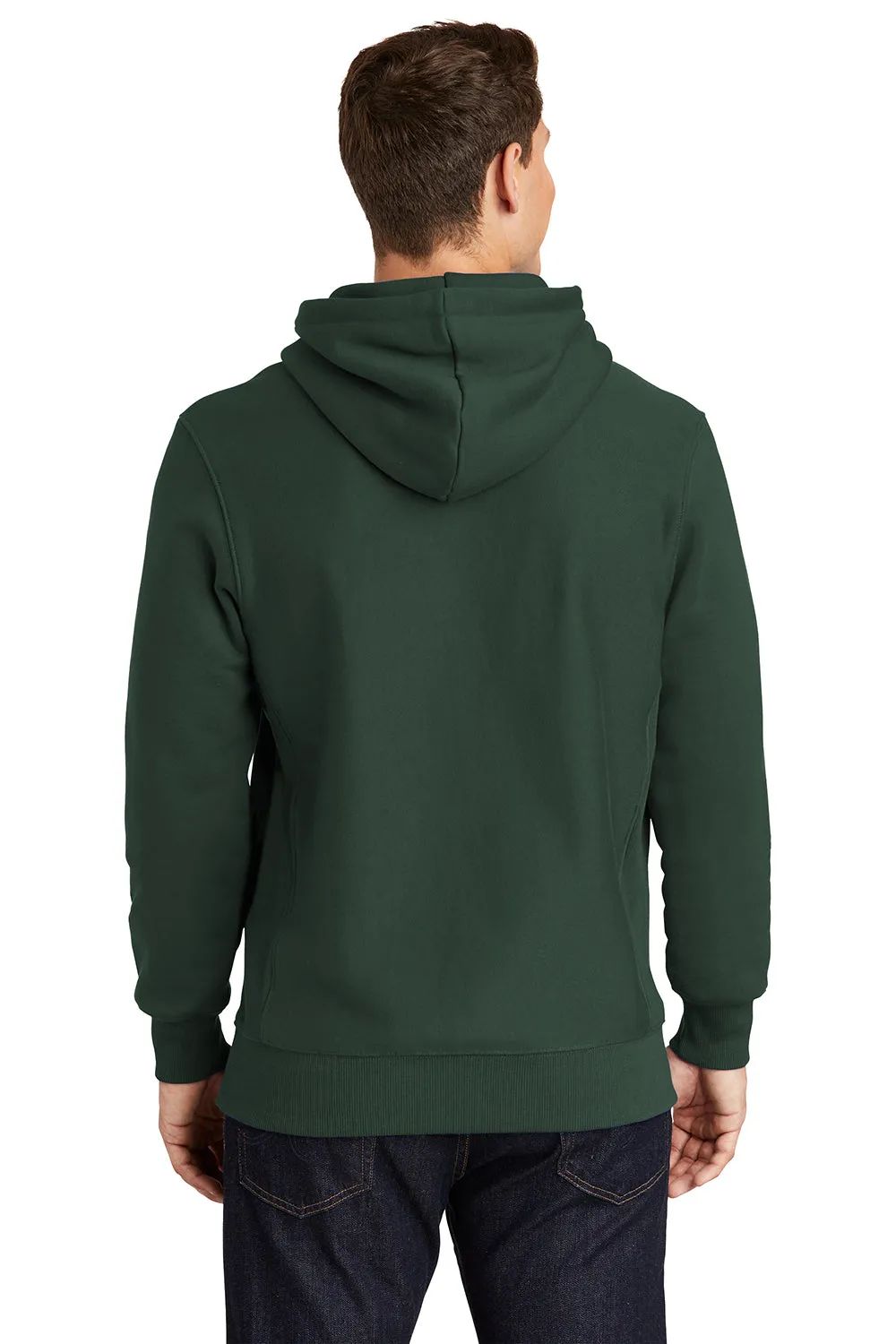 Sport-Tek Mens Fleece Hooded Sweatshirt Hoodie w/ Pouch Pocket - Dark Green Clothing Sport-Tek