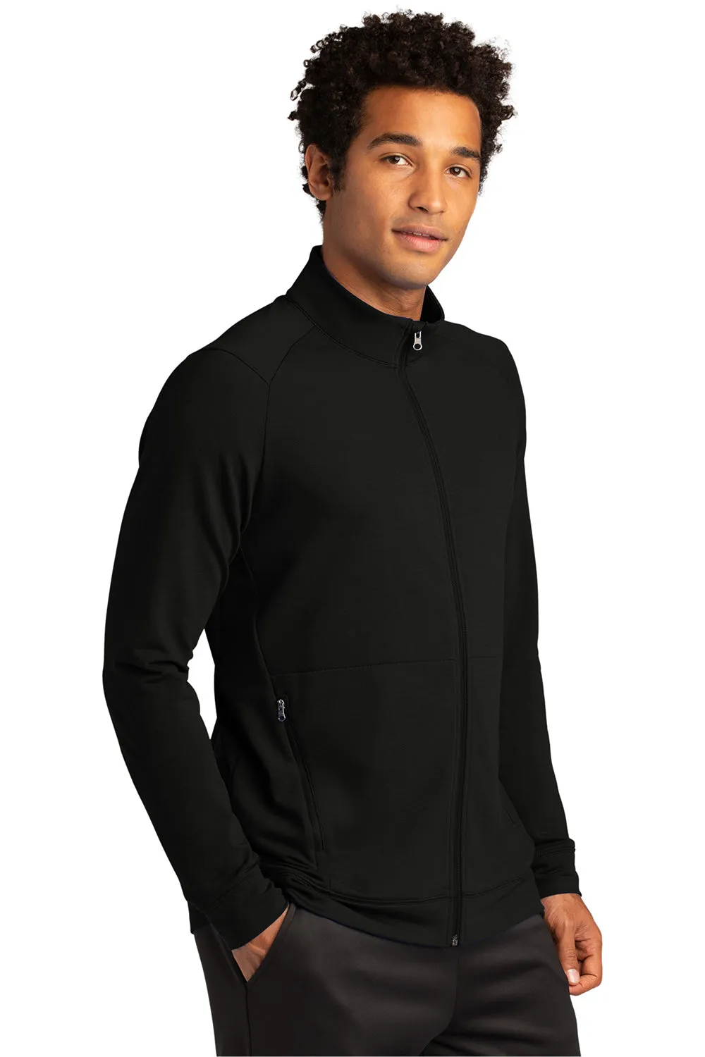 Sport-Tek Mens Flex Fleece Moisture Wicking Full Zip Sweatshirt w/ Pockets - Black