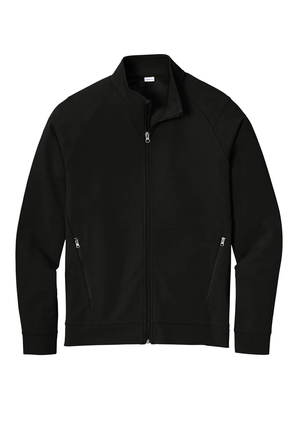 Sport-Tek Mens Flex Fleece Moisture Wicking Full Zip Sweatshirt w/ Pockets - Black