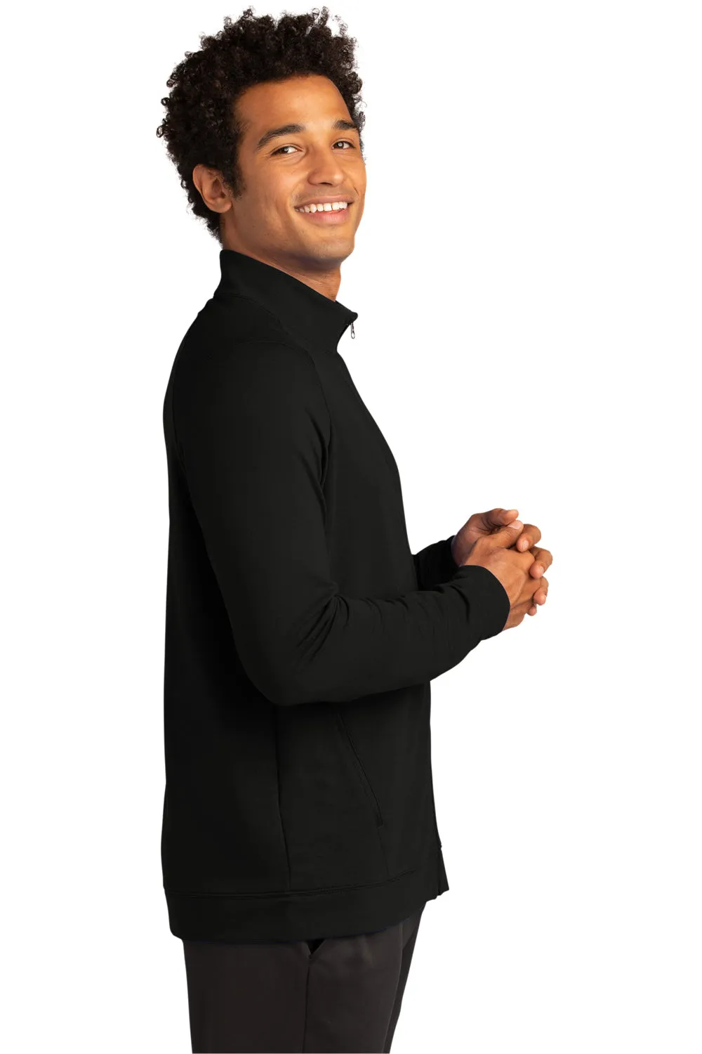 Sport-Tek Mens Flex Fleece Moisture Wicking Full Zip Sweatshirt w/ Pockets - Black