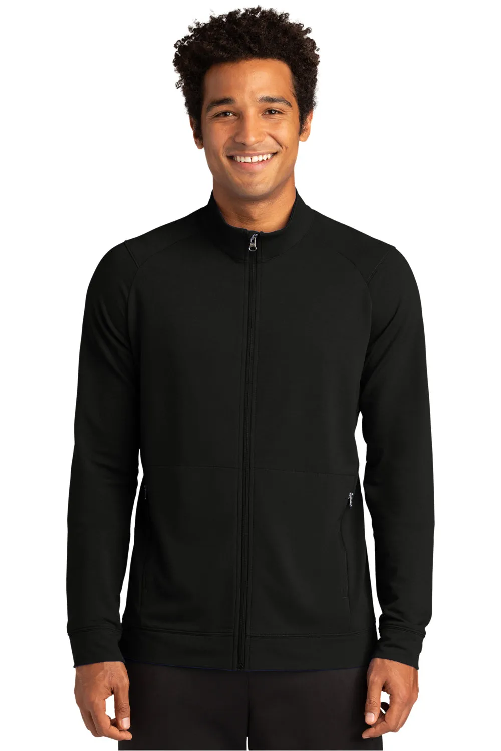 Sport-Tek Mens Flex Fleece Moisture Wicking Full Zip Sweatshirt w/ Pockets - Black
