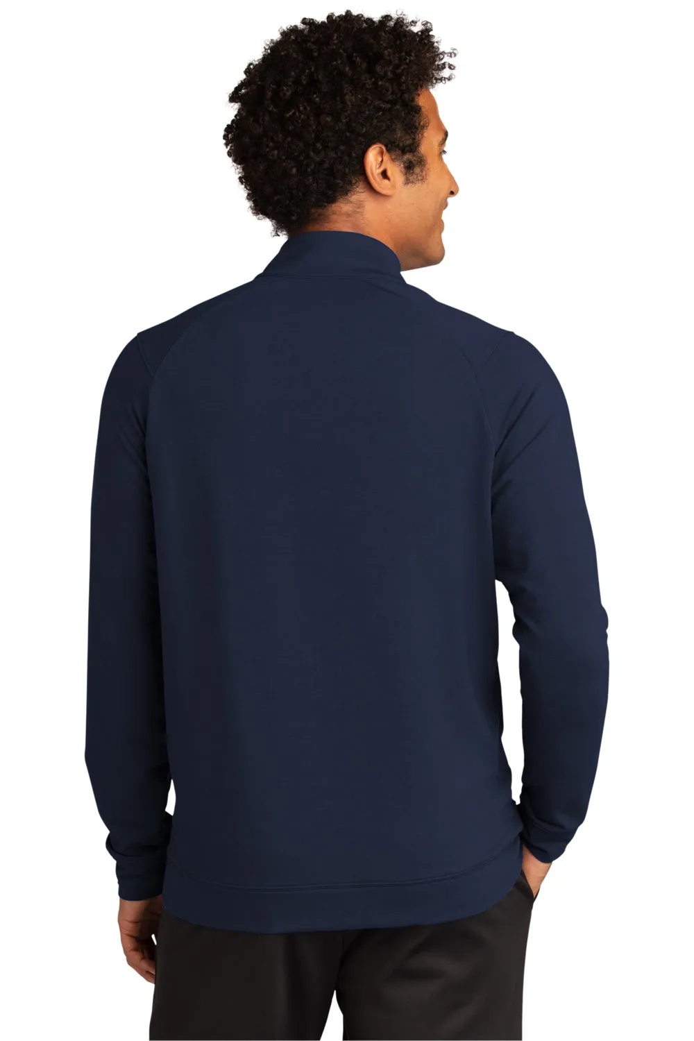 Sport-Tek Mens Flex Fleece Moisture Wicking Full Zip Sweatshirt w/ Pockets - True Navy Blue Clothing Sport-Tek
