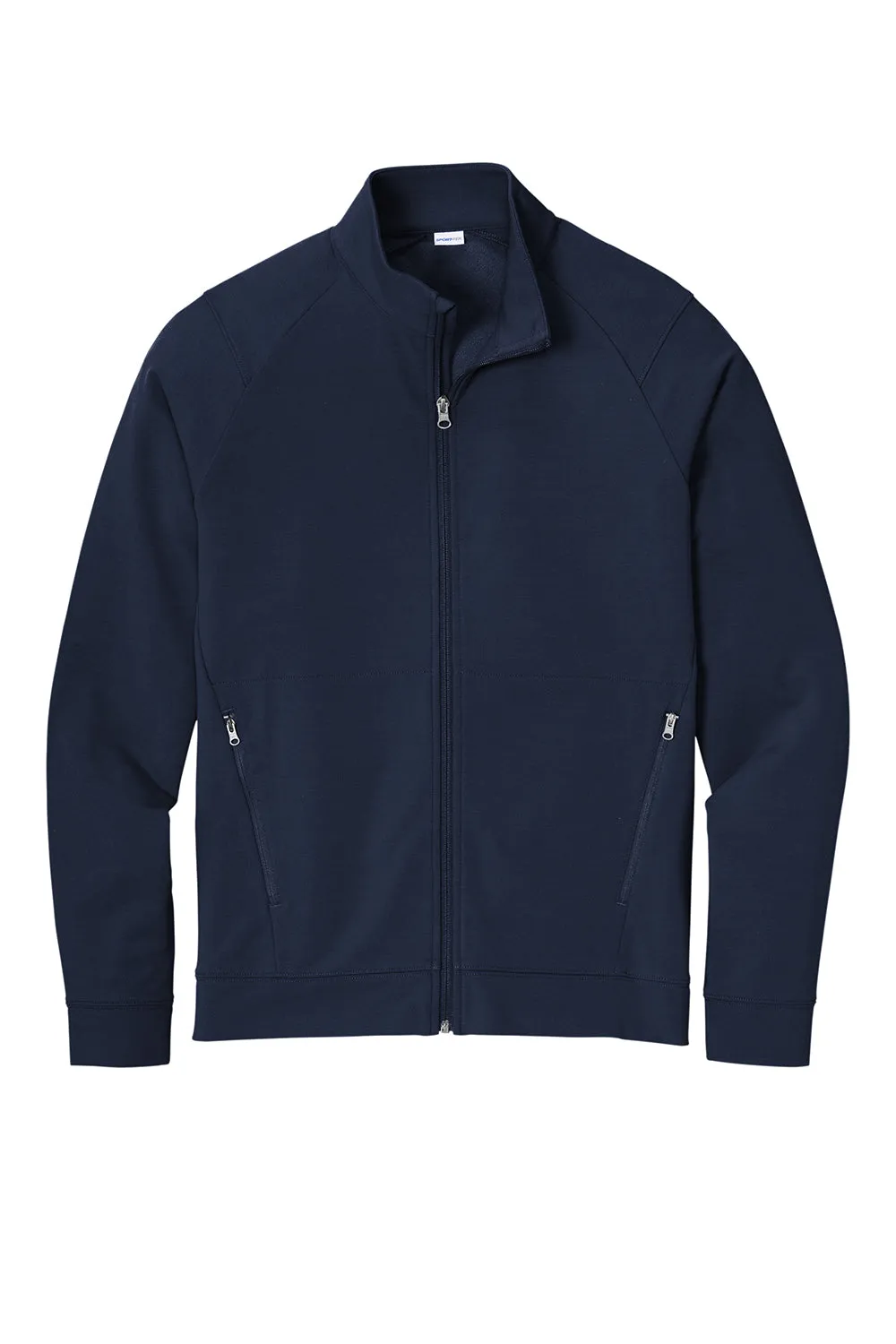 Sport-Tek Mens Flex Fleece Moisture Wicking Full Zip Sweatshirt w/ Pockets - True Navy Blue Clothing Sport-Tek