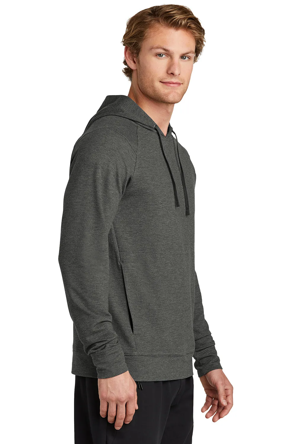Sport-Tek Mens Flex Fleece Moisture Wicking Hooded Sweatshirt Hoodie w/ Pockets - Heather Dark Grey