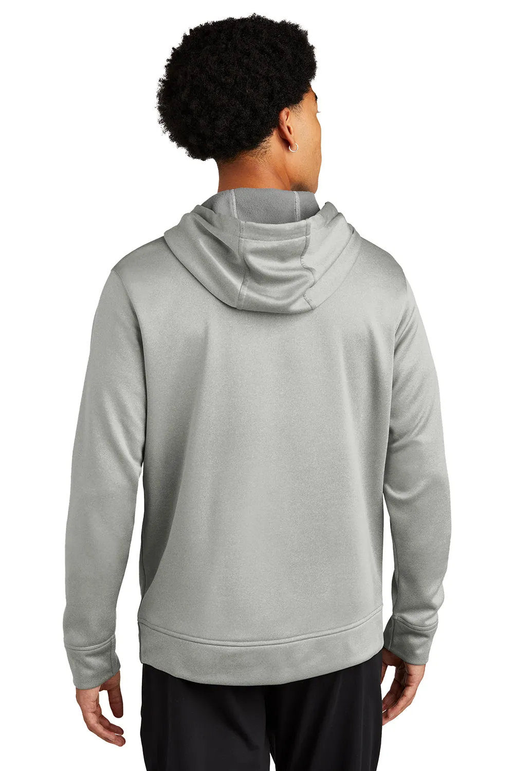 Sport-Tek Mens Heather Sport-Wick Moisture Wicking Fleece Hooded Sweatshirt Hoodie w/ Pouch Pocket - Heather Dark Silver Grey Clothing Sport-Tek