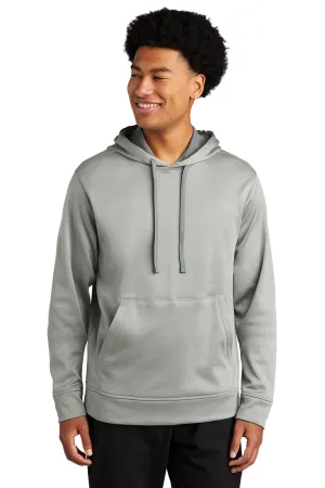 Sport-Tek Mens Heather Sport-Wick Moisture Wicking Fleece Hooded Sweatshirt Hoodie w/ Pouch Pocket - Heather Dark Silver Grey Clothing Sport-Tek