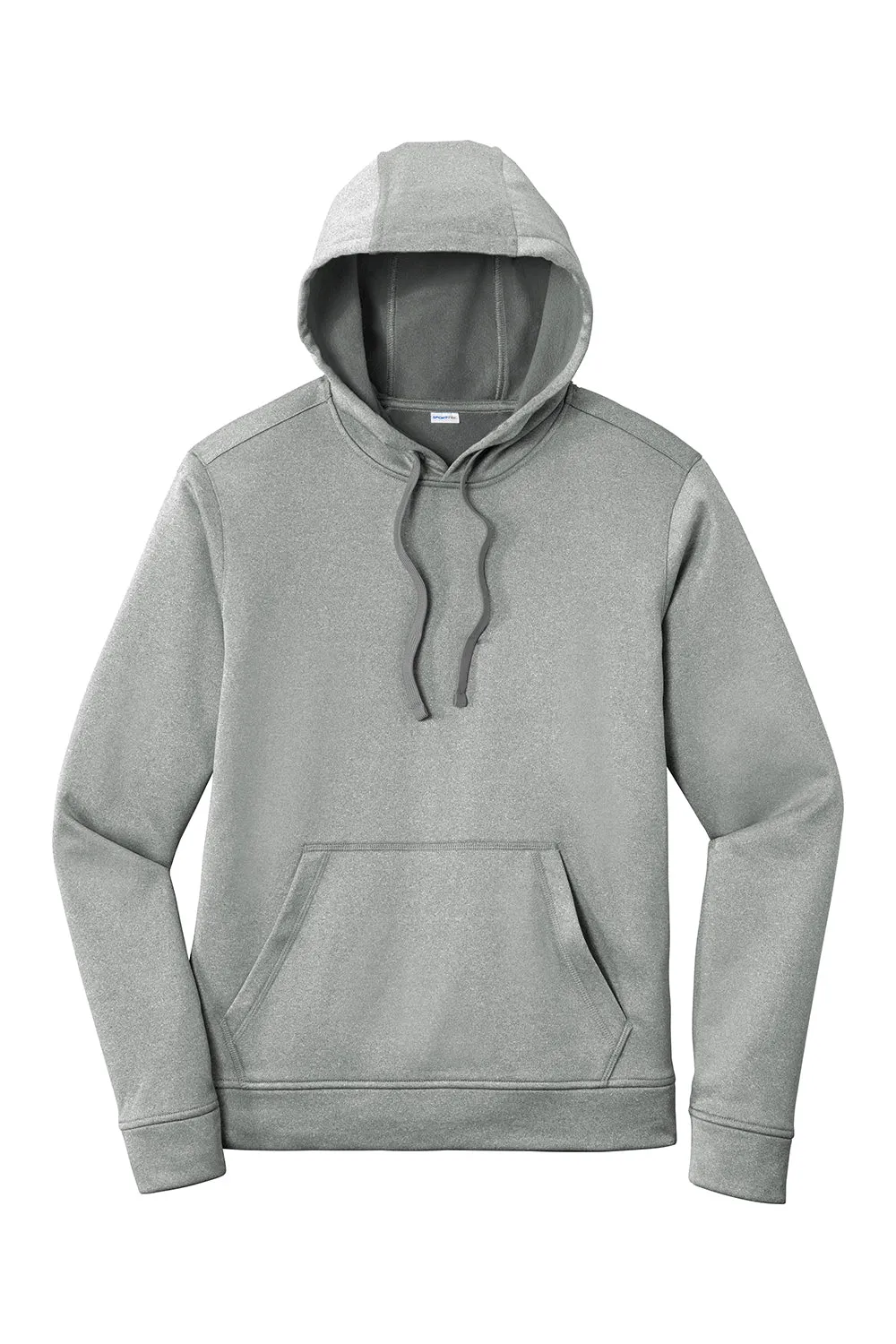 Sport-Tek Mens Heather Sport-Wick Moisture Wicking Fleece Hooded Sweatshirt Hoodie w/ Pouch Pocket - Heather Dark Silver Grey Clothing Sport-Tek
